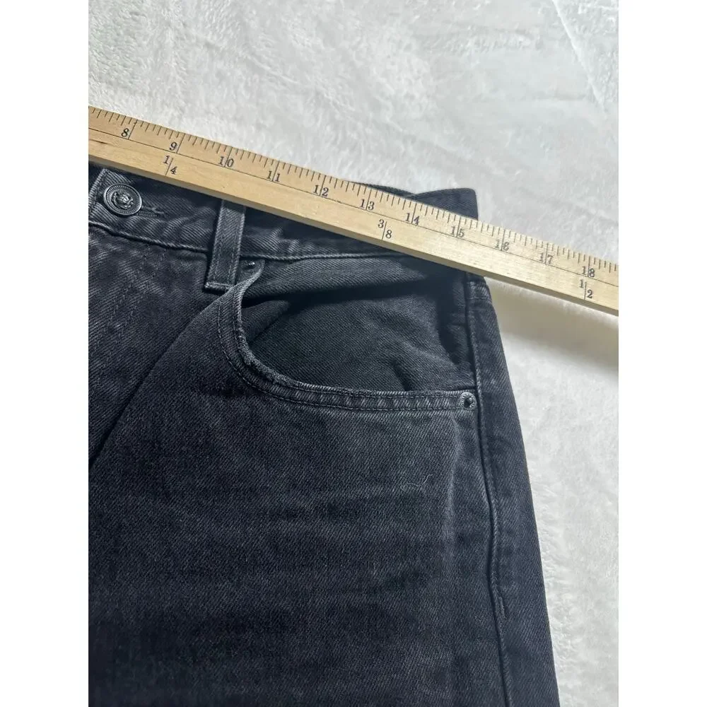 SLVRLAKE London Crop In Long Gone Black Wash Distressed Straight Size 30 EUC‎